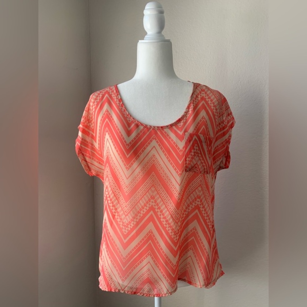 Chevron Patterned Coral Top